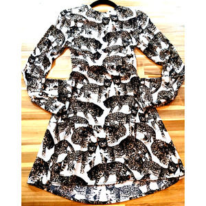 H&M Dress Womens 4 Leopard Print Long Sleeve Casual Lightweight Classic